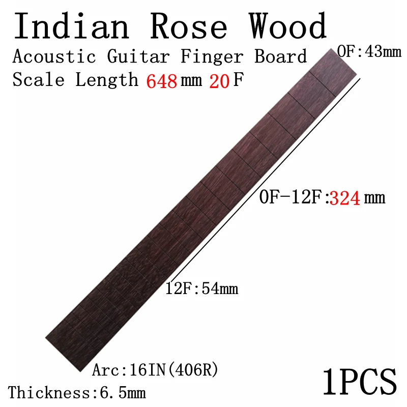 Indian Rosewood Guitar Fingerboard 520mm, 20 Frets 7 Indian Rosewood Guitar Fingerboard 520mm, 20 Frets - Image 7