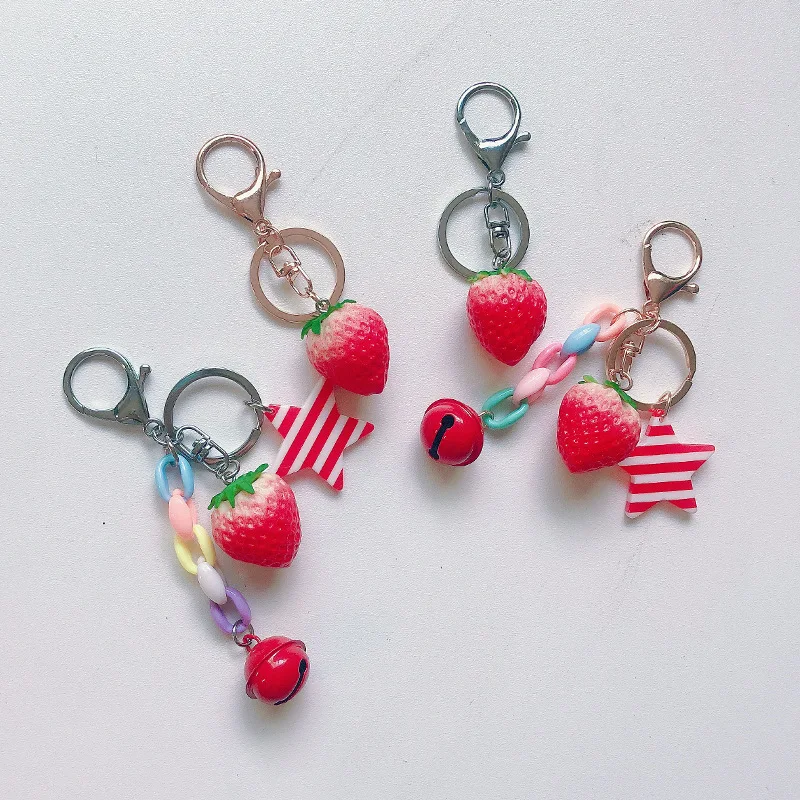 Playful Strawberry Heart Keychain for Women 2 Playful Strawberry Heart Keychain for Women - Image 2