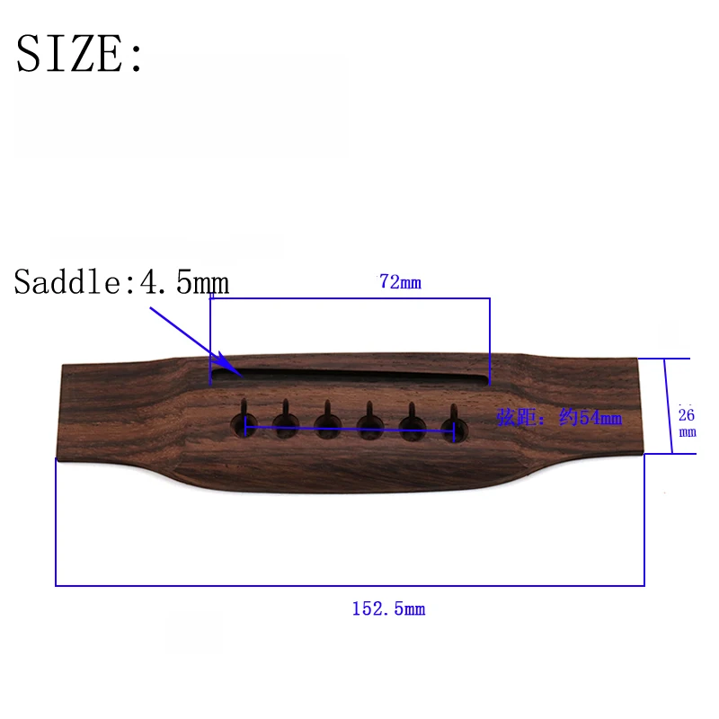 Indian Rosewood Left-Handed Guitar Bridge 155mm 3 Indian Rosewood Left-Handed Guitar Bridge 155mm - Image 3