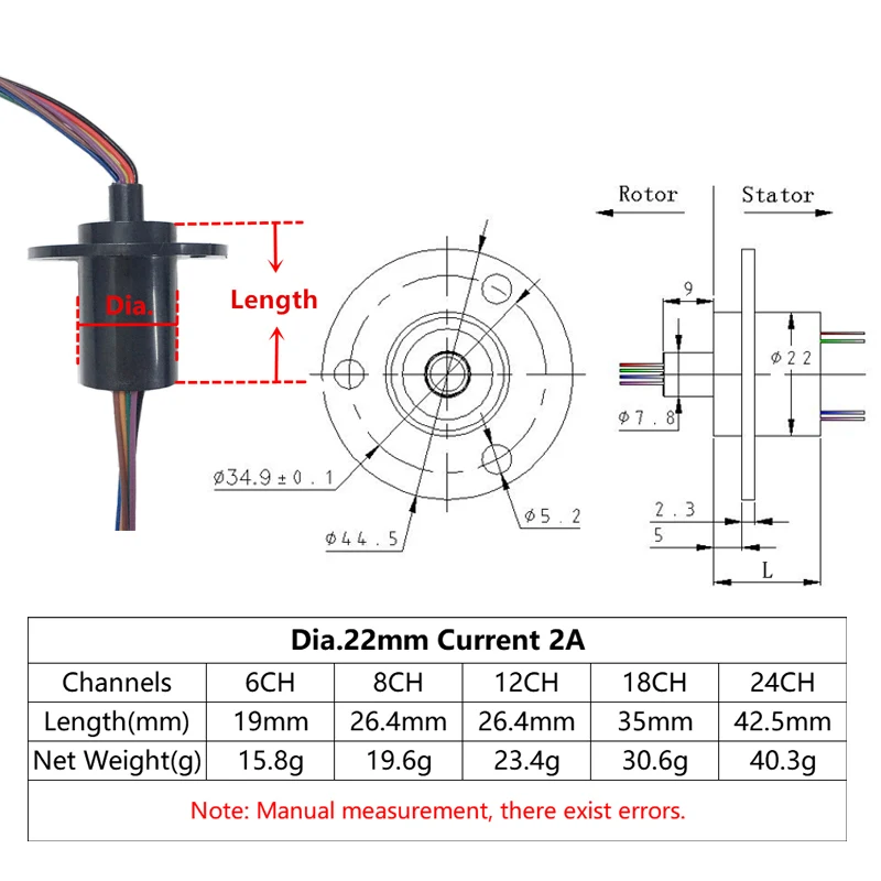 Mini Flange Slip Ring 22mm 24 Channels 3 Mini Flange Slip Ring 22mm 24 Channels - Image 3