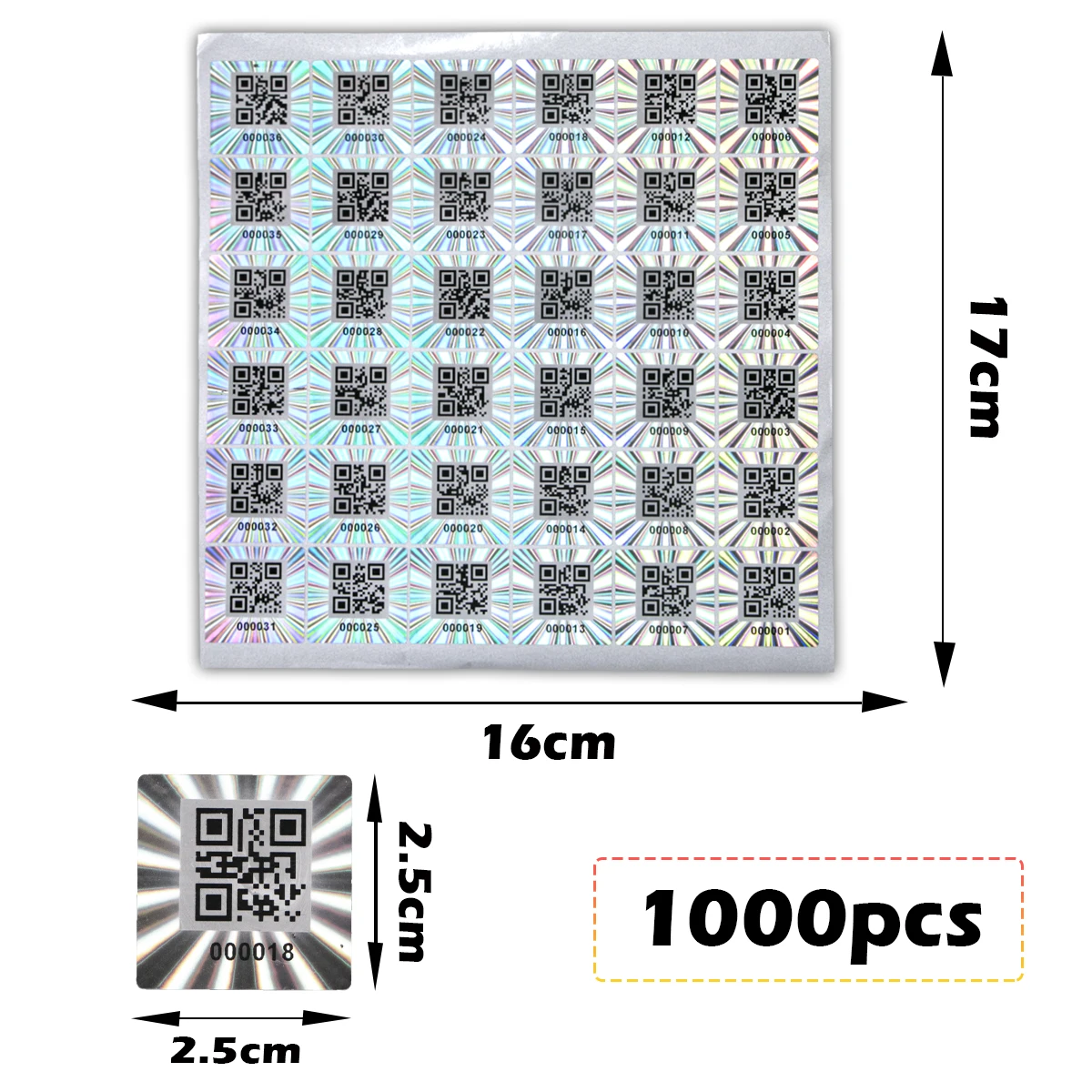 Holographic Security Stickers 2.5x2.5cm, 300/1000 pcs 8 Holographic Security Stickers 2.5x2.5cm, 300/1000 pcs - Image 8