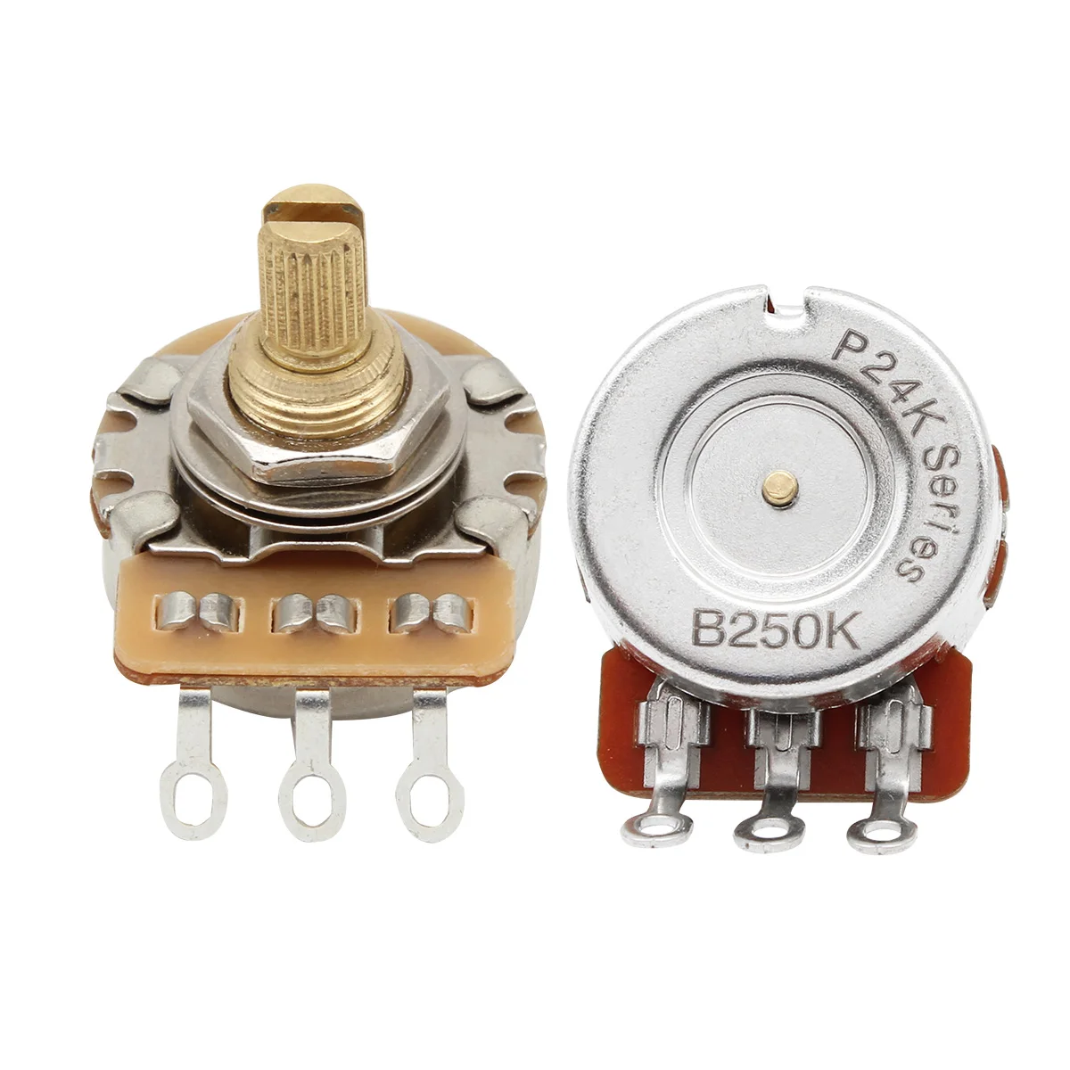 Guitar Potentiometer Set 250kΩ/500kΩ with Knurled Shaft 8 Guitar Potentiometer Set 250kΩ/500kΩ with Knurled Shaft - Image 8