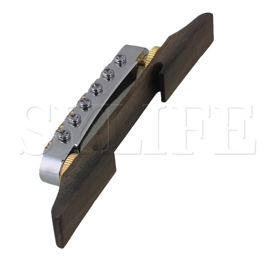 Chrome Jazz Guitar Tailpiece with Rosewood Base 2 Chrome Jazz Guitar Tailpiece with Rosewood Base - Image 2