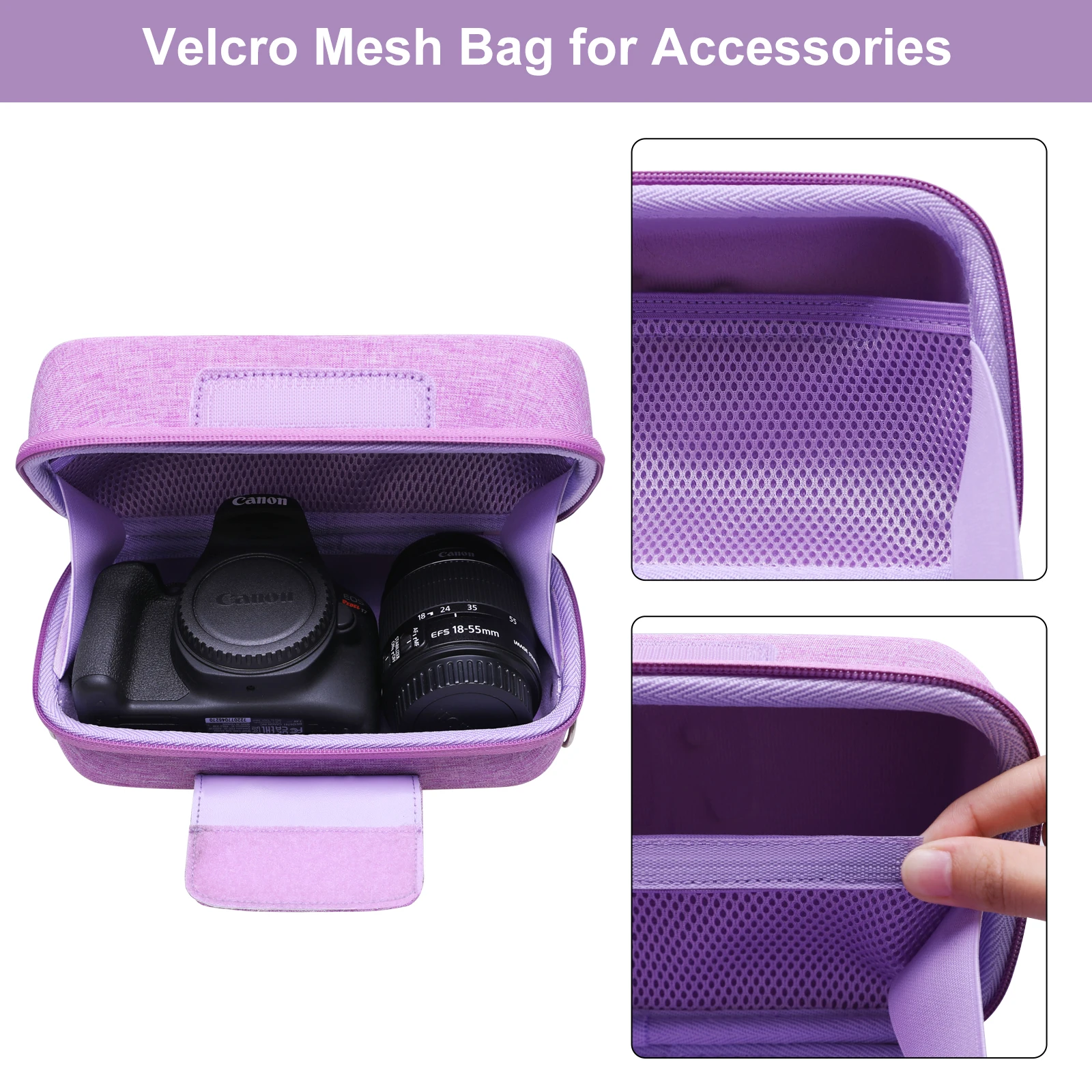 Vibrant Purple DSLR Camera Case for Canon EOS Rebel T7 6 Vibrant Purple DSLR Camera Case for Canon EOS Rebel T7 - Image 6