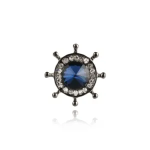 Rudder Collar Pin Brooch with Blue Gemstone