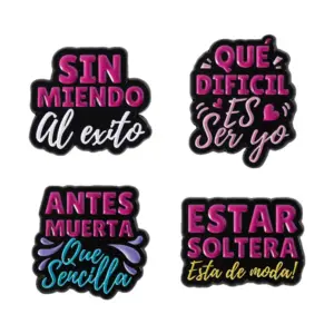Colorful Humorous Sentences Brooch Set of Four
