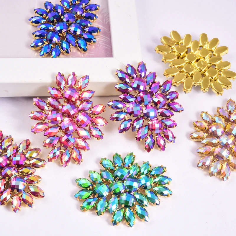 Vibrant Rhinestone Flower Appliques (4.5x4 cm) 2 Vibrant Rhinestone Flower Appliques (4.5x4 cm) - Image 2