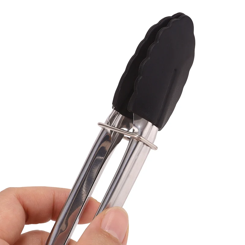 7-Inch Black Stainless Steel Kitchen Tongs 3 7-Inch Black Stainless Steel Kitchen Tongs - Image 3
