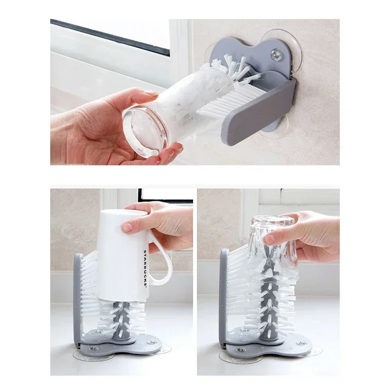 Gray Silicone Bottle and Glass Scrubber 2 Gray Silicone Bottle and Glass Scrubber - Image 2