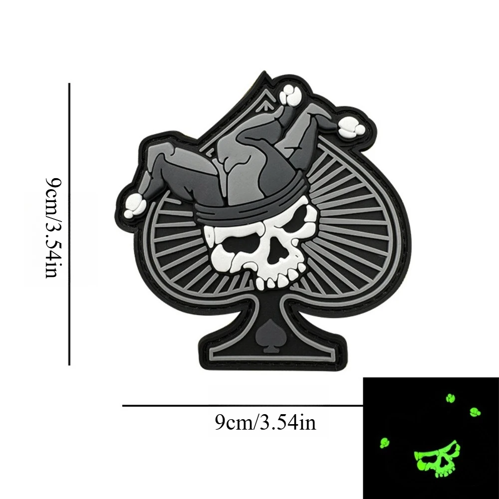 Joker Skeleton Spades PVC Patch in Vibrant Colors 2 Joker Skeleton Spades PVC Patch in Vibrant Colors - Image 2
