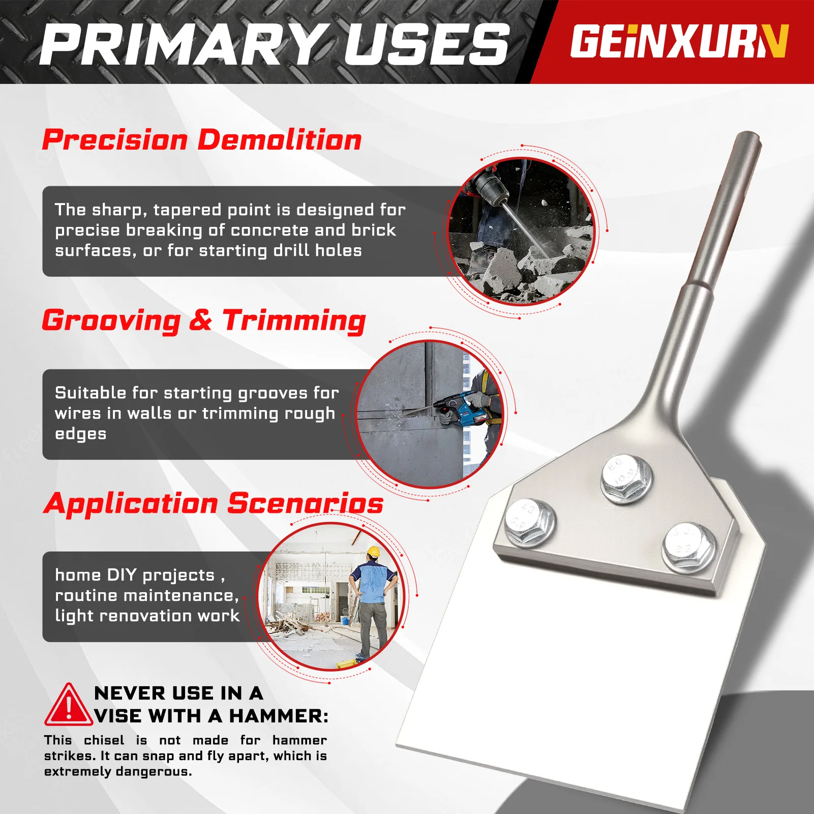 Professional SDS PLUS Demolition Chisel 9.4" 4 Professional SDS PLUS Demolition Chisel 9.4" - Image 4