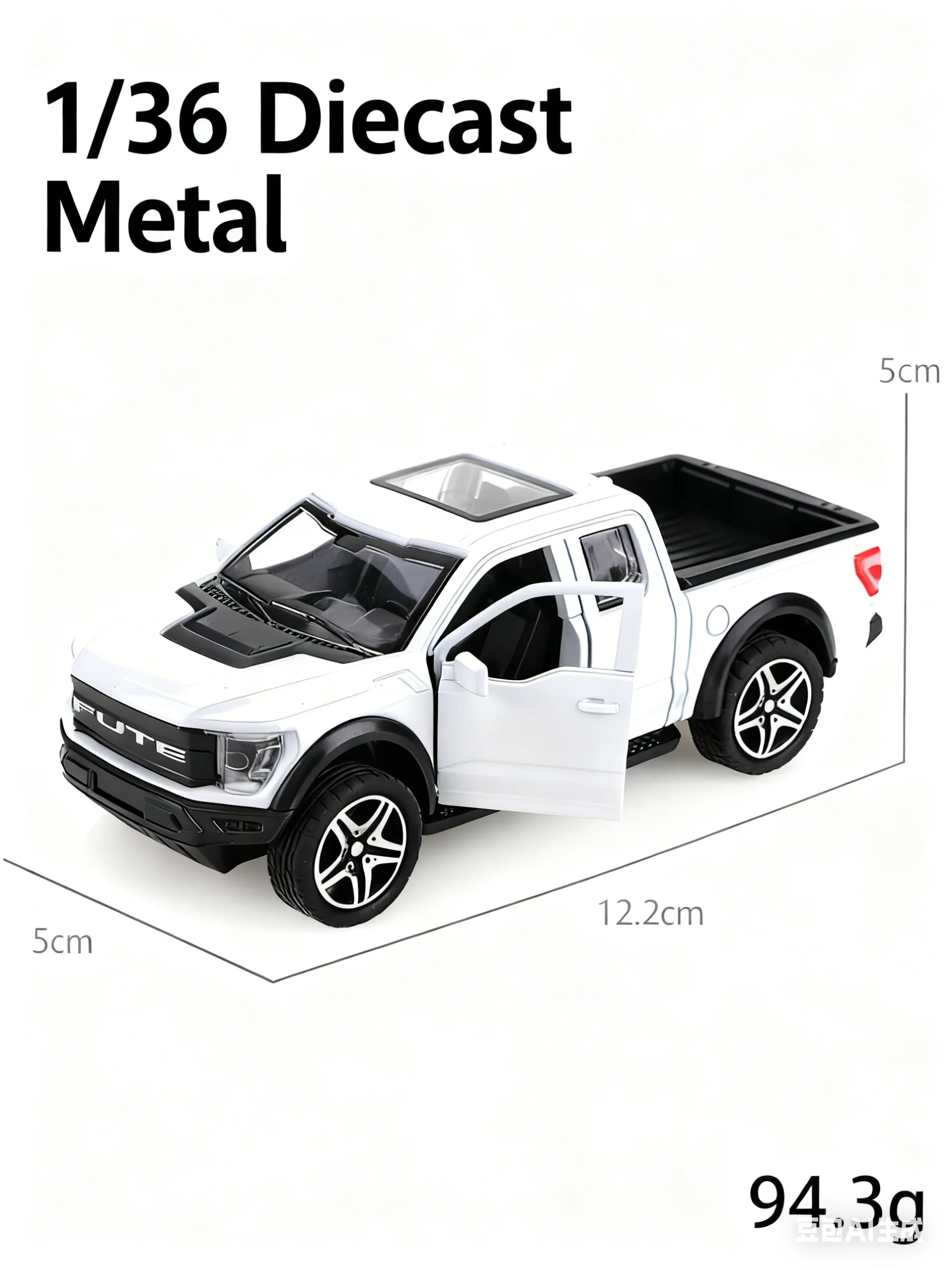 Black Die-Cast Muscle Pickup Truck Model 2 Black Die-Cast Muscle Pickup Truck Model - Image 2