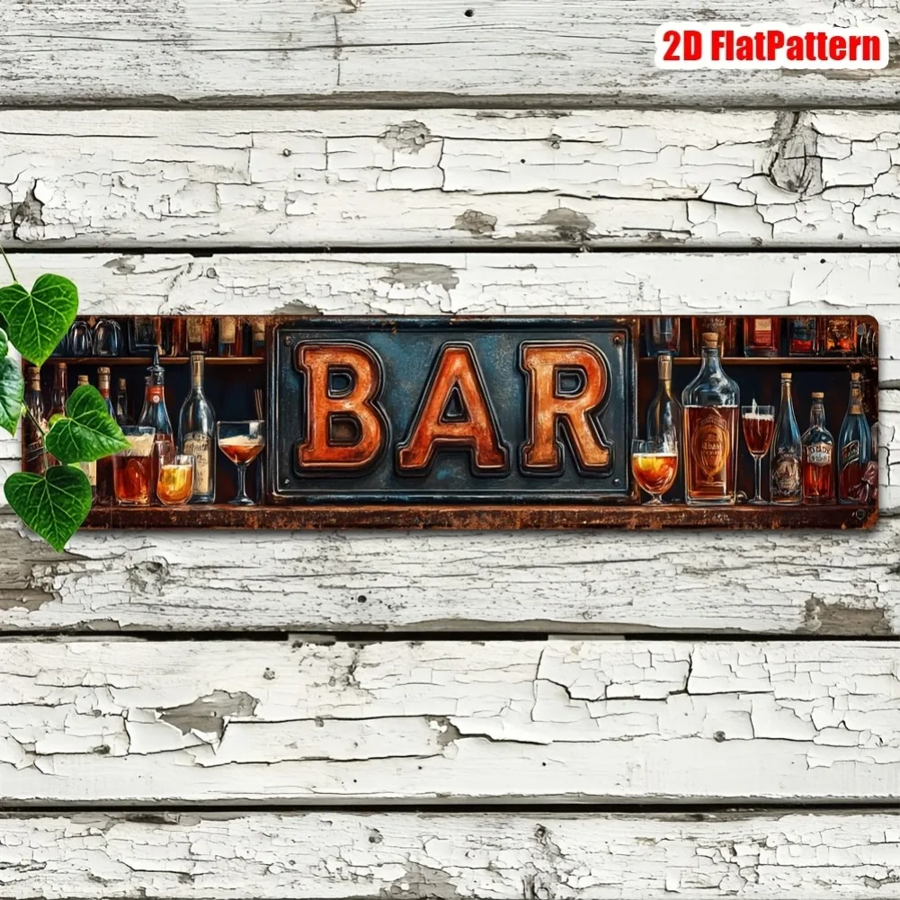 Vintage 10x40cm Metal BAR Sign with Rustic Finish 2 Vintage 10x40cm Metal BAR Sign with Rustic Finish - Image 2