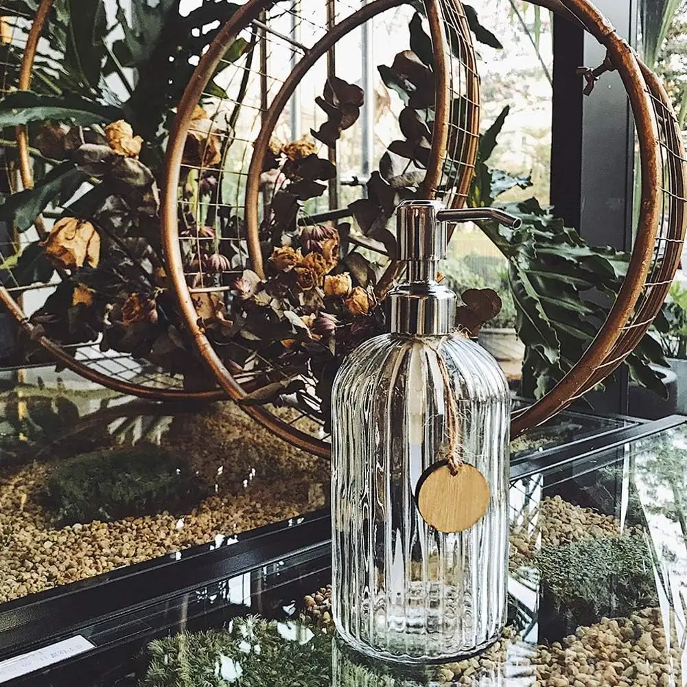 Elegant 400ml Glass Soap Dispenser with Stainless Steel Pump 5 Elegant 400ml Glass Soap Dispenser with Stainless Steel Pump - Image 5