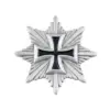 Silvery Octagonal Cross Brooch with Feather Details