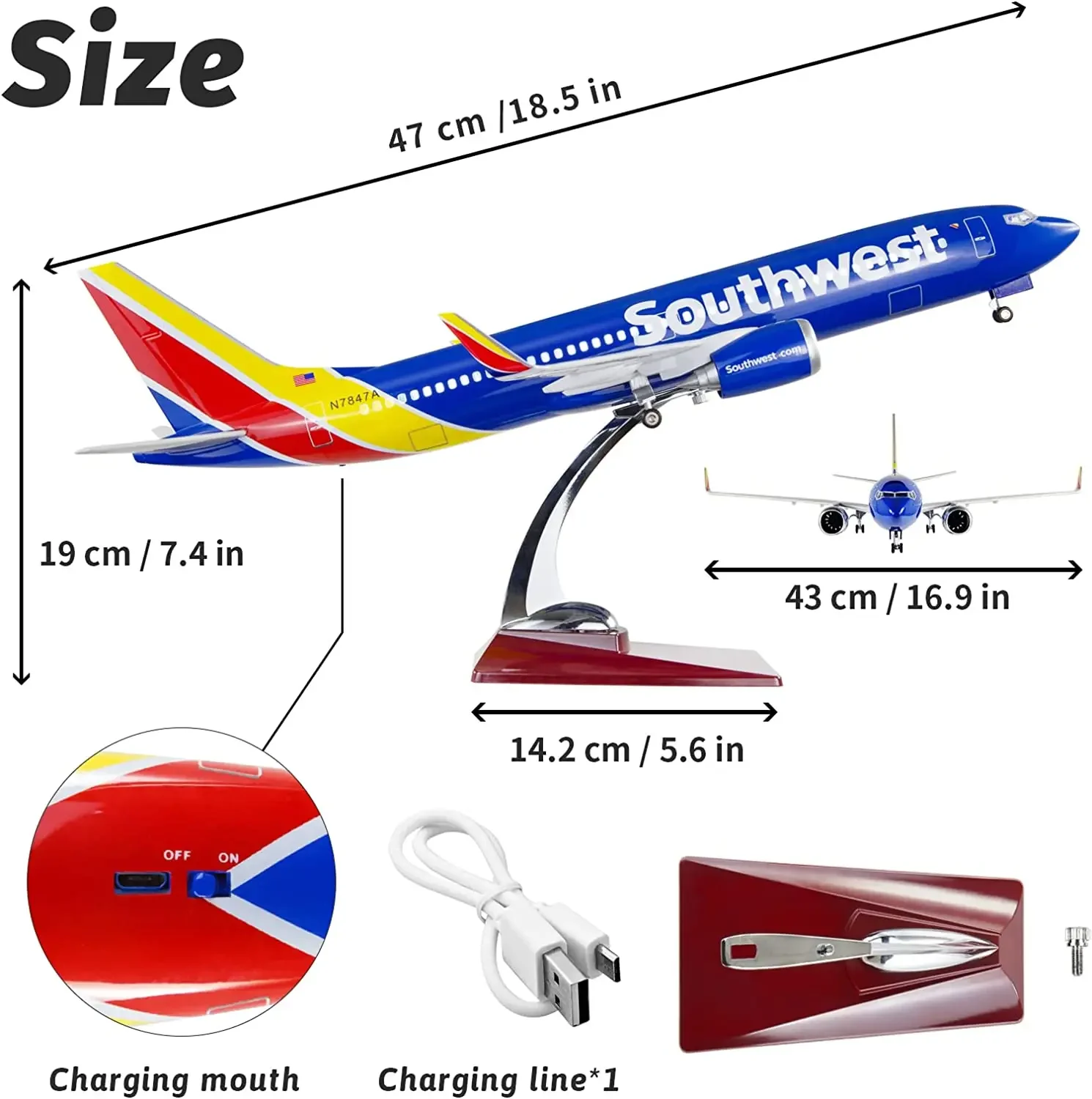 Southwest Airlines Boeing 737 Model Plane 1/85 6 Southwest Airlines Boeing 737 Model Plane 1/85 - Image 6