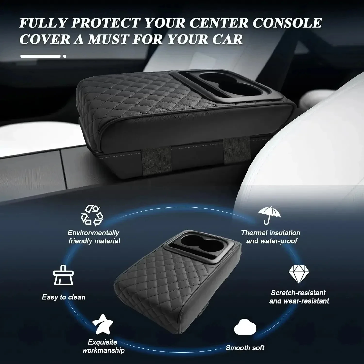 Luxury Car Armrest Cushion with Cup Holders 3 Luxury Car Armrest Cushion with Cup Holders - Image 3