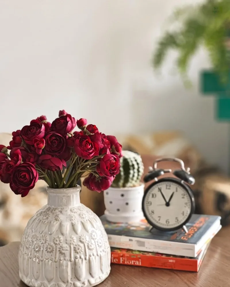 Wine Silk Ranunculus Flower Set - 18 Pcs 6 Wine Silk Ranunculus Flower Set - 18 Pcs - Image 6