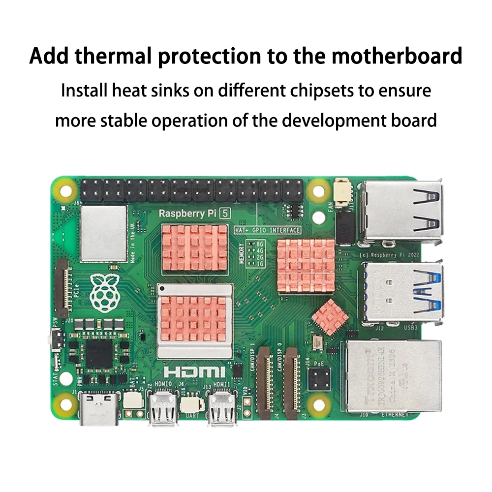 Copper Heat Sink Set for Raspberry Pi 5 4 Copper Heat Sink Set for Raspberry Pi 5 - Image 4