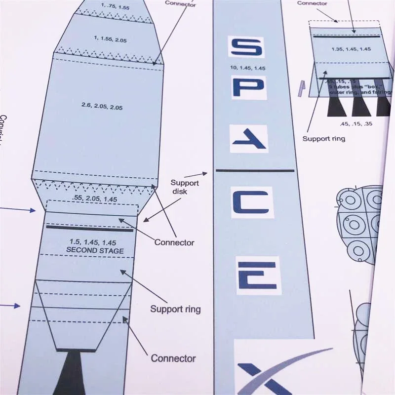 SpaceX Falcon 9 Paper Model 1/100 Scale 4 SpaceX Falcon 9 Paper Model 1/100 Scale - Image 4