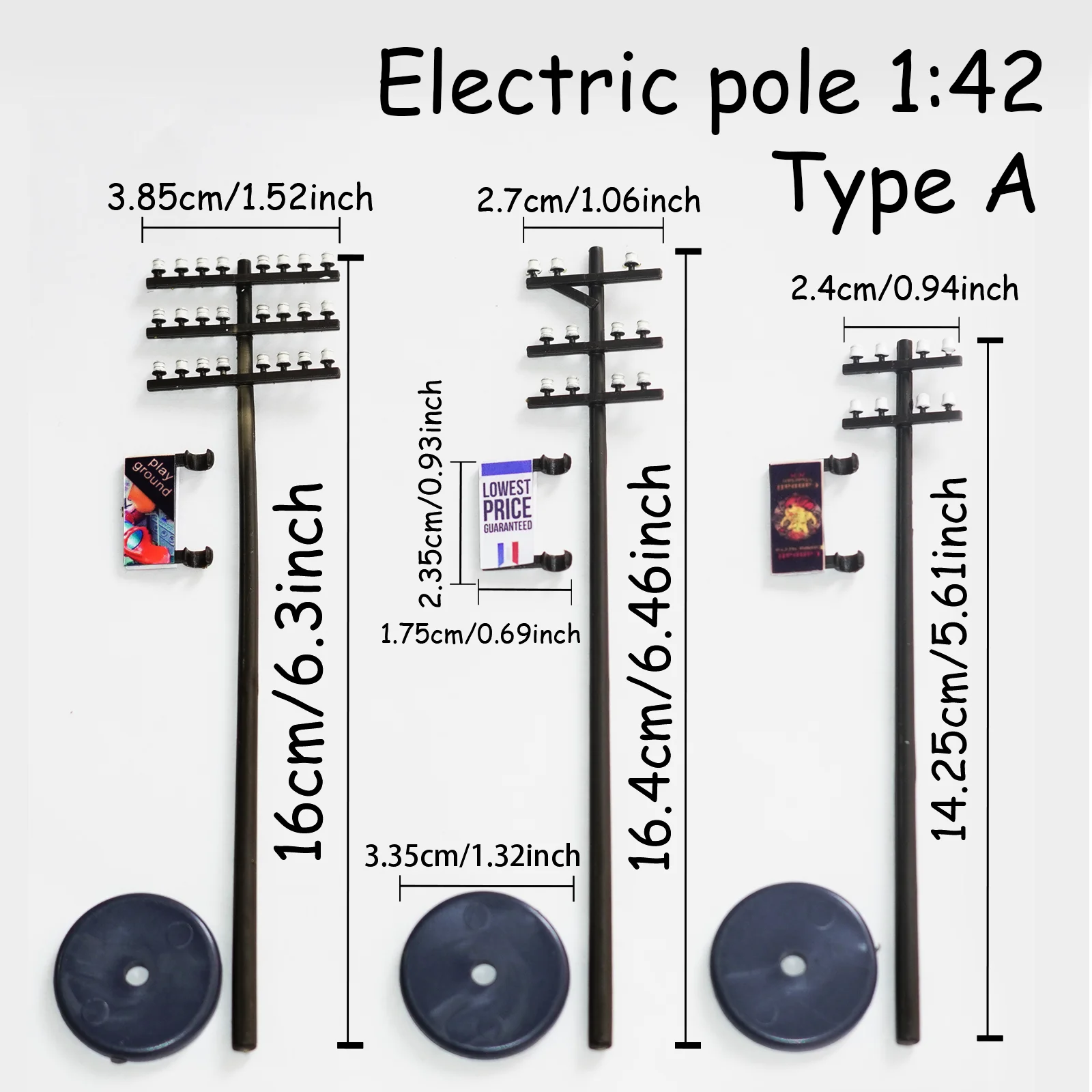 Miniature Electric Utility Poles Set for Dioramas 2 Miniature Electric Utility Poles Set for Dioramas - Image 2