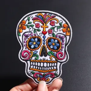 Punk Flower Skull Iron-On Patch 10x7.5 cm 6 S07a5e16f97e04b5688b4e1c4050dbeeaD