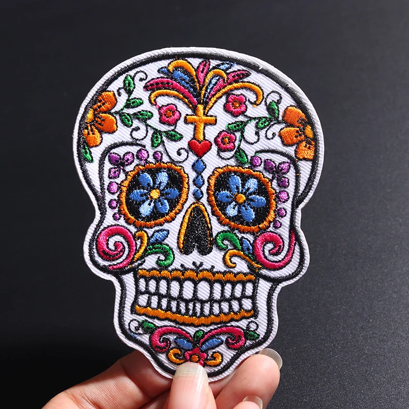 Punk Flower Skull Iron-On Patch 10x7.5 cm 2 Punk Flower Skull Iron-On Patch 10x7.5 cm - Image 2