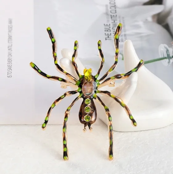 Bold Metallic Green Gem Spider Brooch 2 Bold Metallic Green Gem Spider Brooch - Image 2