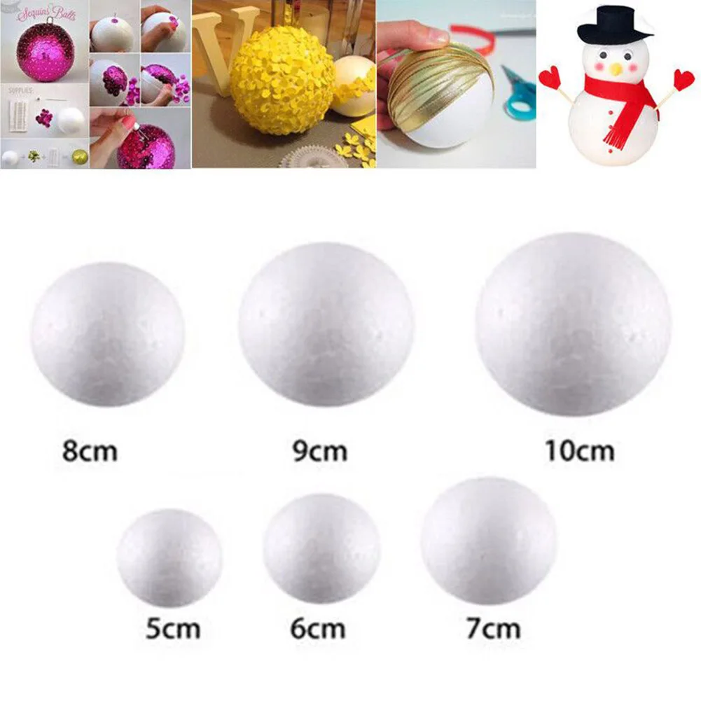 Set of 10 White Foam Balls for Crafts 2 Set of 10 White Foam Balls for Crafts - Image 2