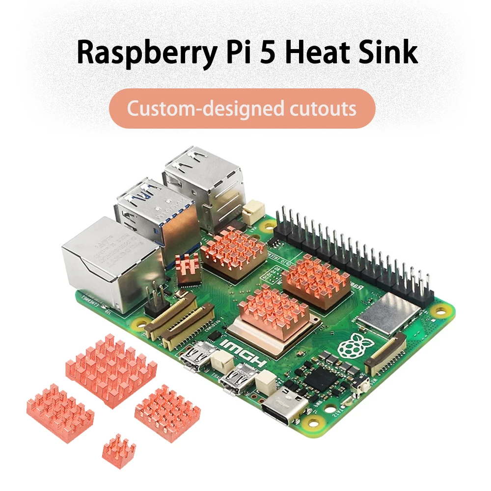 Copper Heat Sink Set for Raspberry Pi 5 5 Copper Heat Sink Set for Raspberry Pi 5 - Image 5