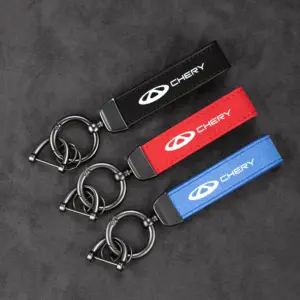 Chery Car Logo Leather Keychain in Black, Red, Blue 5 S090c690ec7e34d7e9f10d5b6bfcd65b0P