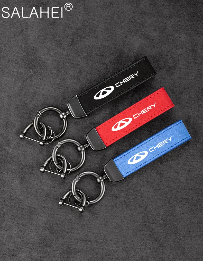 Chery Car Logo Leather Keychain in Black, Red, Blue 2 Chery Car Logo Leather Keychain in Black, Red, Blue - Image 2