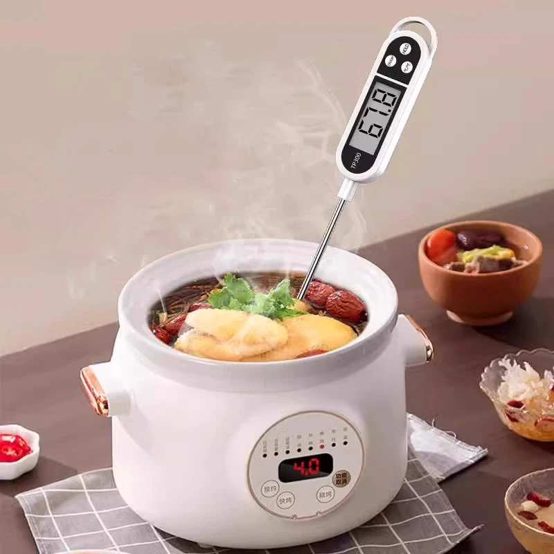 White Digital Food Thermometer with Stainless Steel Probe 3 White Digital Food Thermometer with Stainless Steel Probe - Image 3