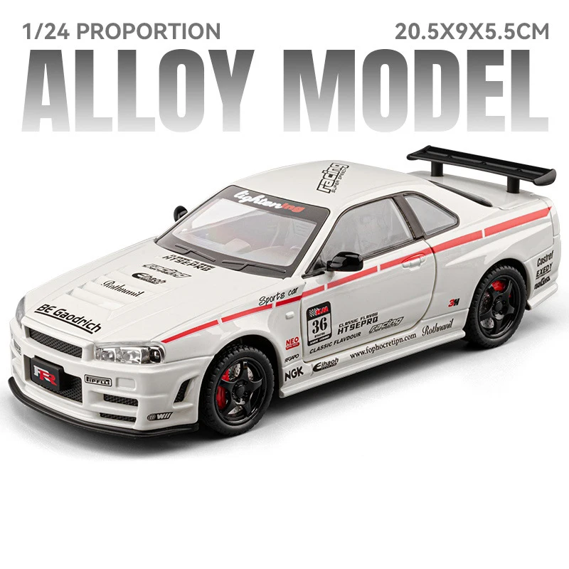 Gold Nissan Skyline R34 GT-R Model 1:24 Scale 7 Gold Nissan Skyline R34 GT-R Model 1:24 Scale - Image 7