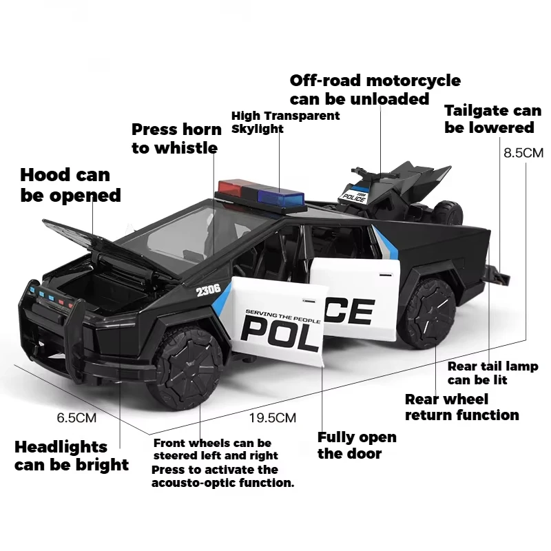 1:24 Scale Police Car Diecast Model 4 1:24 Scale Police Car Diecast Model - Image 4