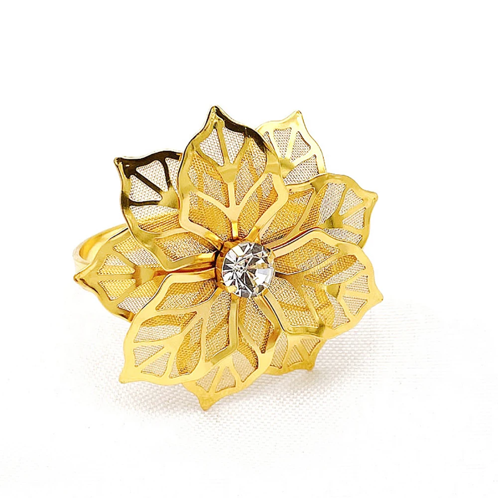 Gold Floral Napkin Rings Set of 10 5 Gold Floral Napkin Rings Set of 10 - Image 5