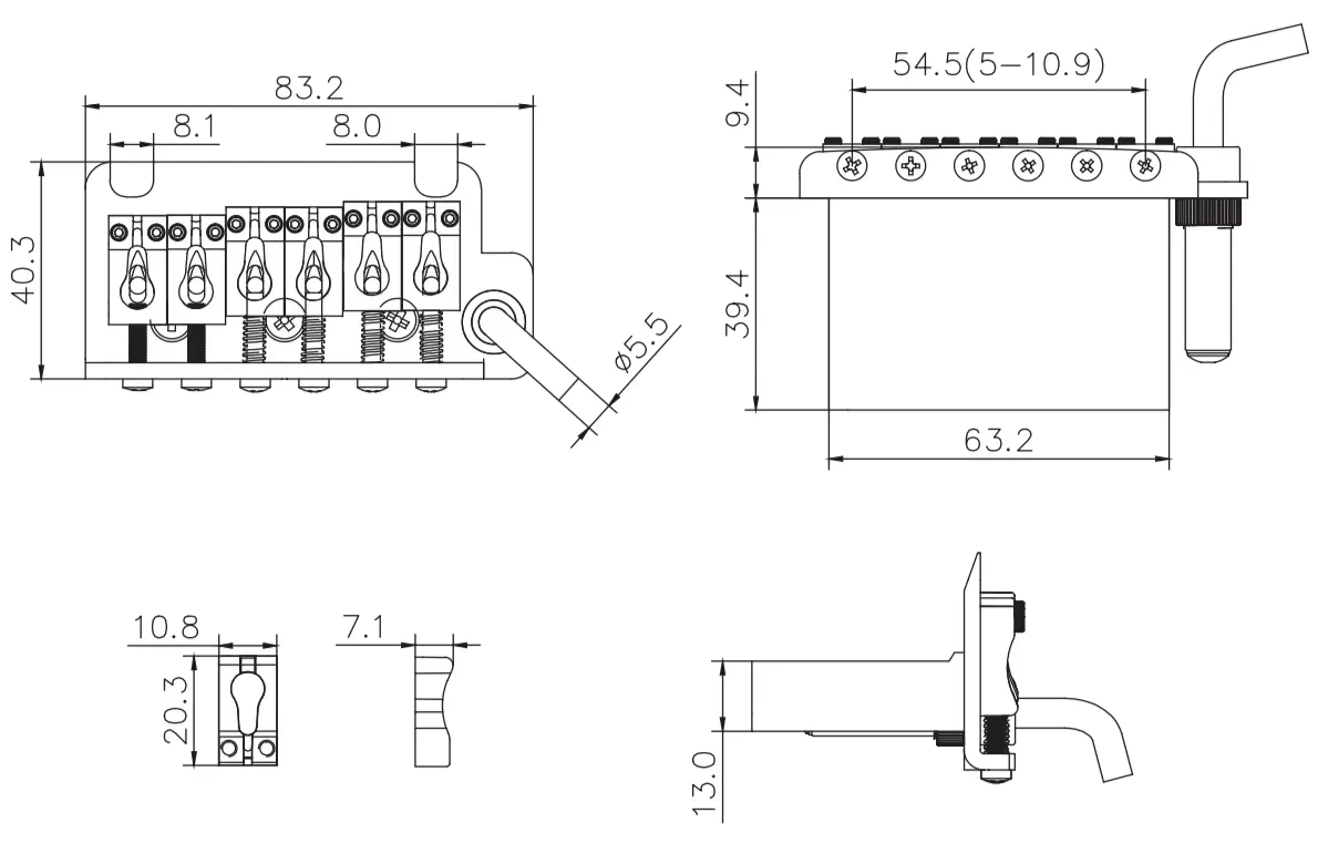 GG510 Non-Locking Guitar Bridge with Tremolo 6 GG510 Non-Locking Guitar Bridge with Tremolo - Image 6