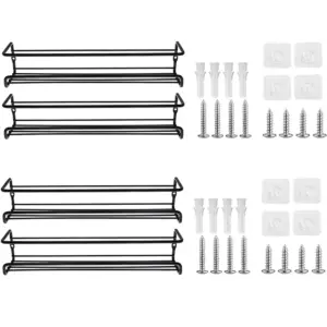 Black Stainless Steel Wall Spice Racks Set of Four 13 S0b43f551579f4f8088556e1542e3e8e5q