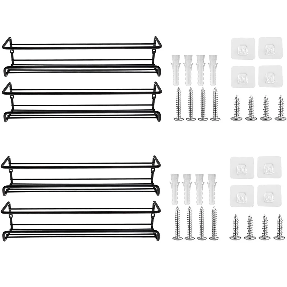 Black Stainless Steel Wall Spice Racks Set of Four 7 Black Stainless Steel Wall Spice Racks Set of Four - Image 7
