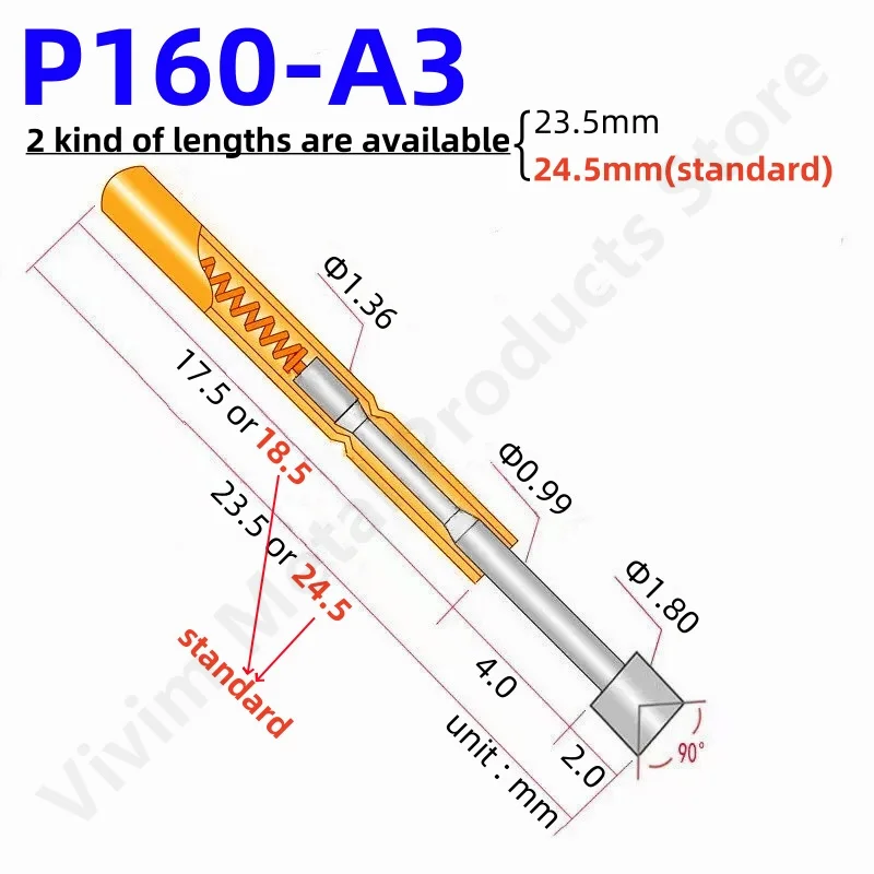 P160-A3 Spring Test Probes Set of 20/100 2 P160-A3 Spring Test Probes Set of 20/100 - Image 2
