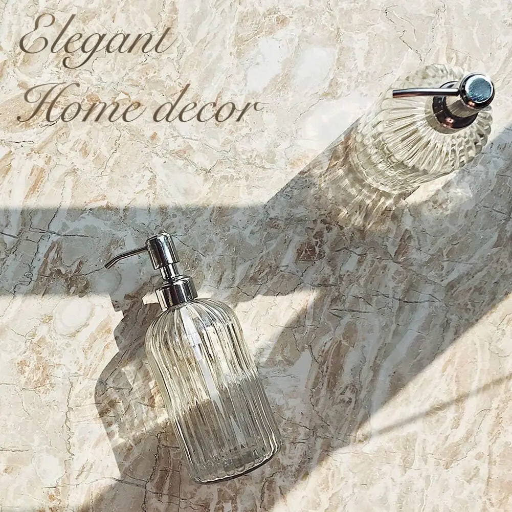 Elegant 400ml Glass Soap Dispenser with Stainless Steel Pump 6 Elegant 400ml Glass Soap Dispenser with Stainless Steel Pump - Image 6