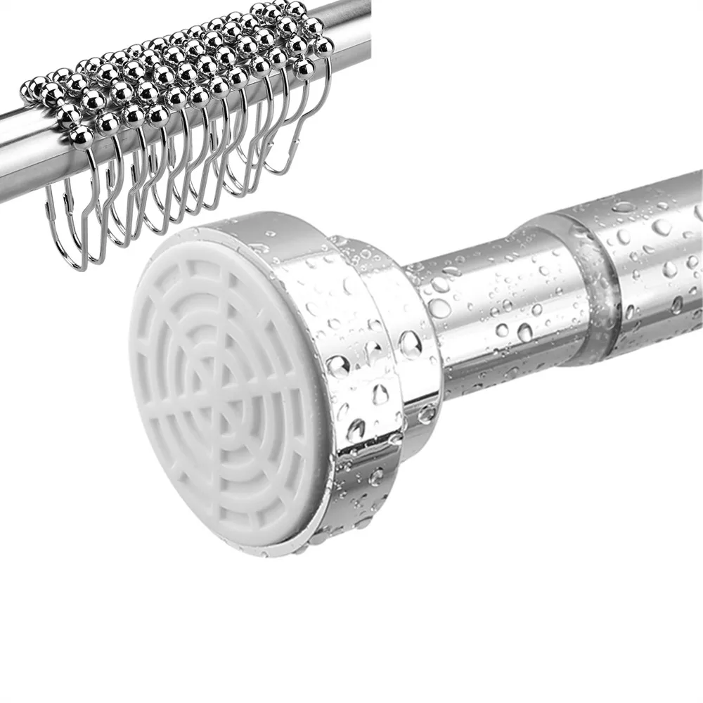 Modern Black Stainless Steel Tension Shower Rod 8 Modern Black Stainless Steel Tension Shower Rod - Image 8