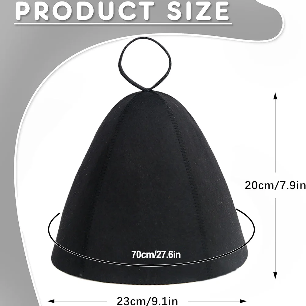 Black Felt Sauna Hat 25x23cm 3 Black Felt Sauna Hat 25x23cm - Image 3
