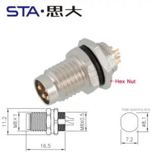 M8 Circular Connector with Gold Pins 9 S0d9ae695759b47c08a105ca79988eb79J