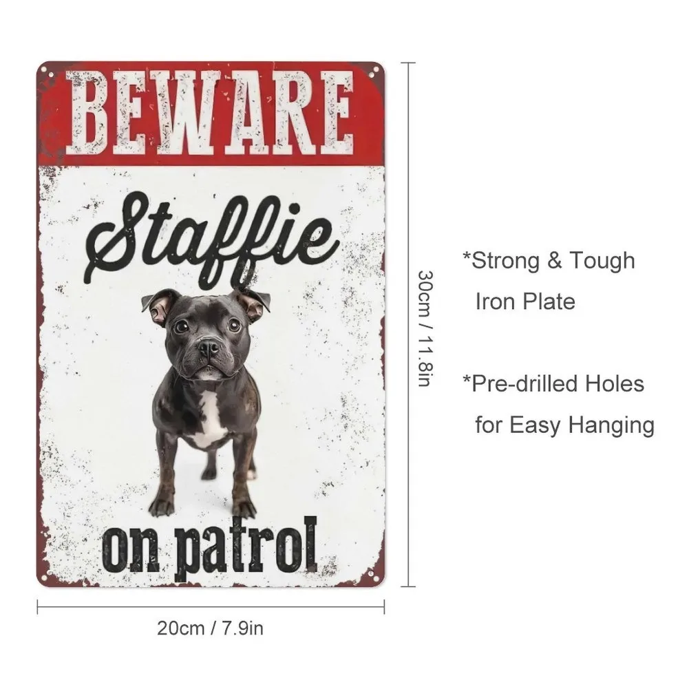 Vintage Staffordshire Bull Terrier Warning Sign 2 Vintage Staffordshire Bull Terrier Warning Sign - Image 2