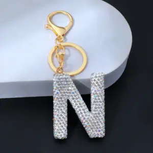 Sparkling Rhinestone Letter Keychain for Bags 17 S0ed999f7b99143f89c77fe84528fe601A