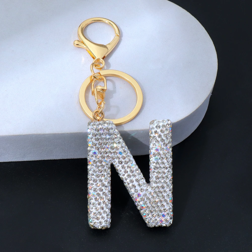 Sparkling Rhinestone Letter Keychain for Bags 8 Sparkling Rhinestone Letter Keychain for Bags - Image 8