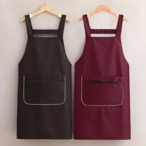 Water-Resistant Chef Apron with Zipper and Pocket 10 S0fcf77e38e60431091c900d28e73ddc9C
