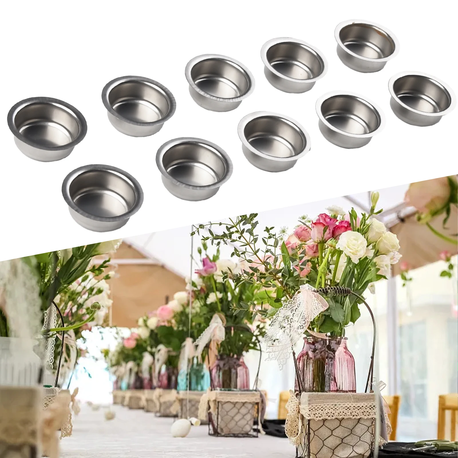Stainless Steel Candle Cups Set of 12 2 Stainless Steel Candle Cups Set of 12 - Image 2