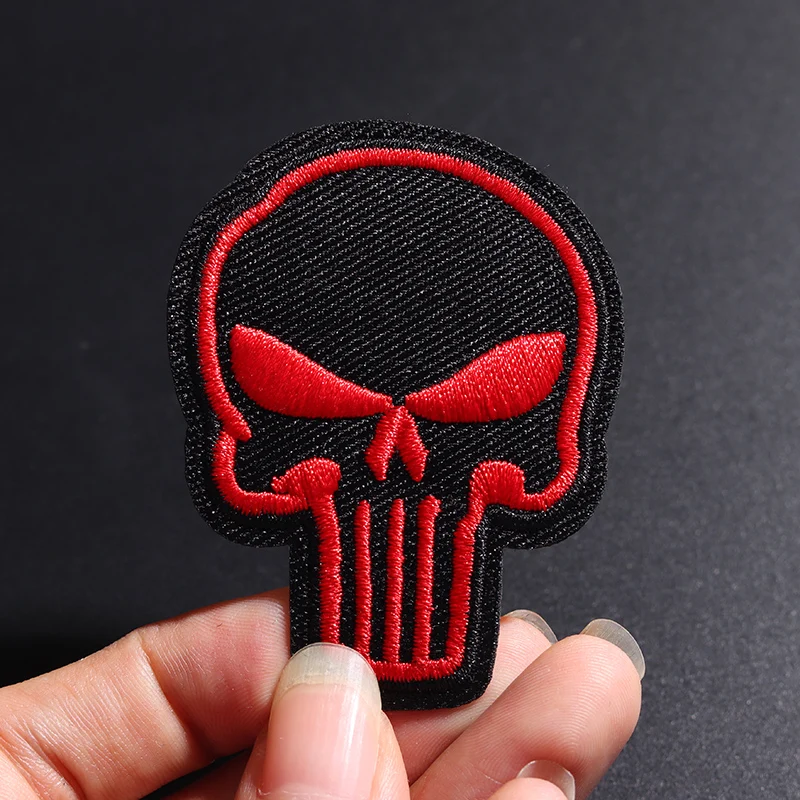 Punk Red Skull Iron-On Embroidered Patch 2 Punk Red Skull Iron-On Embroidered Patch - Image 2
